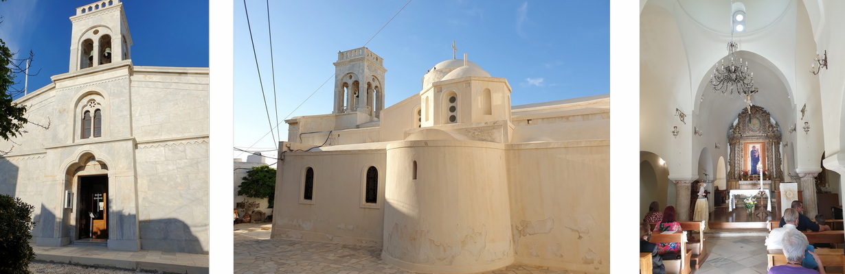 Die Katholische Kirche (Kathedrale der Darstellung des Herrn) steht an dem höchsten Punkt der Festung (Kastro) in Chora-Stadt, Naxos-Insel, Griechenland
