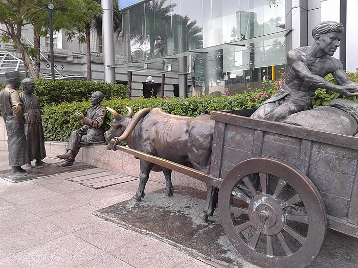 Bronze Skulpturen in Singapurs Downtown